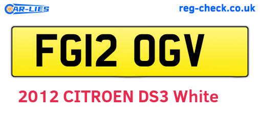 FG12OGV are the vehicle registration plates.