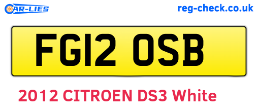 FG12OSB are the vehicle registration plates.
