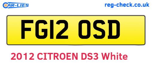 FG12OSD are the vehicle registration plates.
