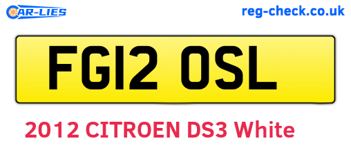 FG12OSL are the vehicle registration plates.
