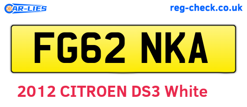 FG62NKA are the vehicle registration plates.