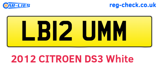 LB12UMM are the vehicle registration plates.