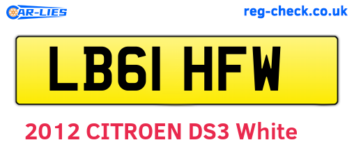 LB61HFW are the vehicle registration plates.