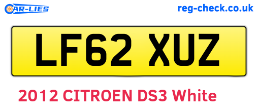 LF62XUZ are the vehicle registration plates.