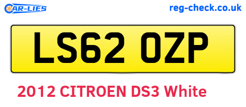 LS62OZP are the vehicle registration plates.