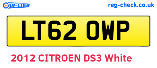 LT62OWP are the vehicle registration plates.