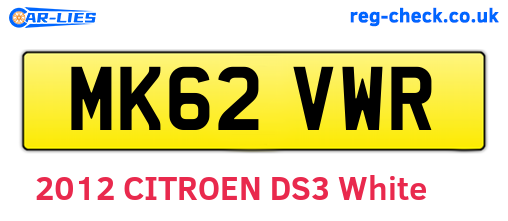 MK62VWR are the vehicle registration plates.