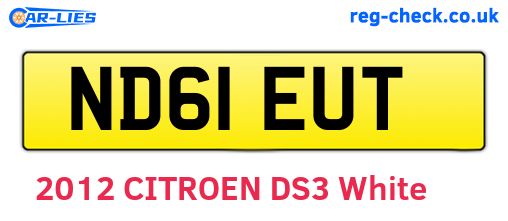 ND61EUT are the vehicle registration plates.