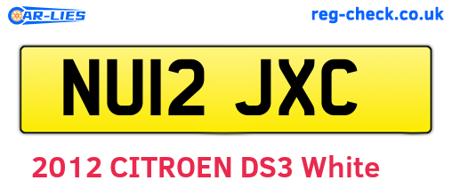 NU12JXC are the vehicle registration plates.