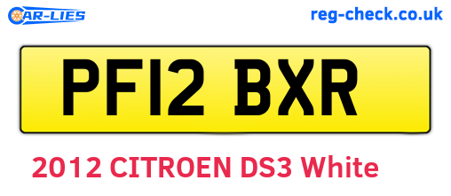PF12BXR are the vehicle registration plates.