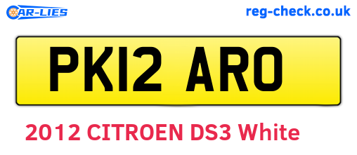 PK12ARO are the vehicle registration plates.