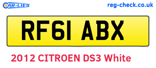 RF61ABX are the vehicle registration plates.