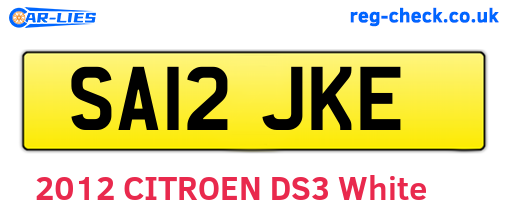 SA12JKE are the vehicle registration plates.