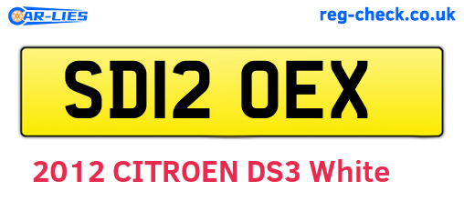 SD12OEX are the vehicle registration plates.