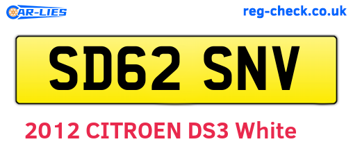 SD62SNV are the vehicle registration plates.
