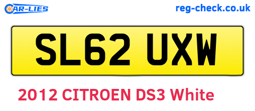 SL62UXW are the vehicle registration plates.
