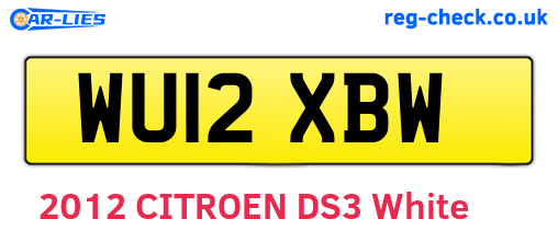 WU12XBW are the vehicle registration plates.