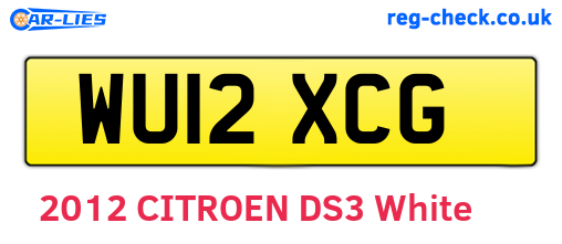 WU12XCG are the vehicle registration plates.