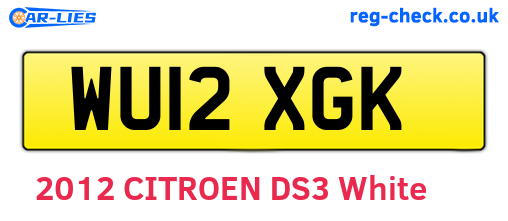WU12XGK are the vehicle registration plates.