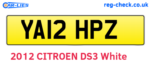 YA12HPZ are the vehicle registration plates.