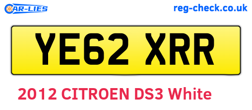 YE62XRR are the vehicle registration plates.