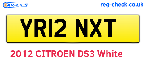 YR12NXT are the vehicle registration plates.