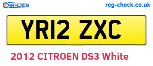 YR12ZXC are the vehicle registration plates.