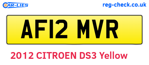 AF12MVR are the vehicle registration plates.