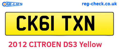 CK61TXN are the vehicle registration plates.