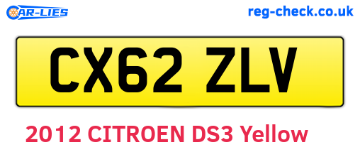 CX62ZLV are the vehicle registration plates.