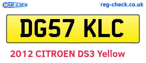 DG57KLC are the vehicle registration plates.