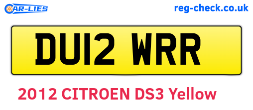 DU12WRR are the vehicle registration plates.