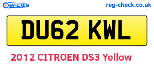 DU62KWL are the vehicle registration plates.