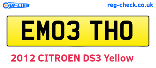 EM03THO are the vehicle registration plates.