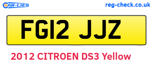 FG12JJZ are the vehicle registration plates.