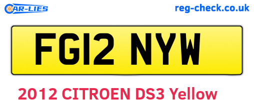 FG12NYW are the vehicle registration plates.