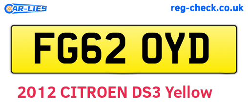 FG62OYD are the vehicle registration plates.