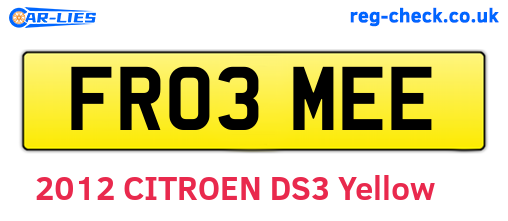 FR03MEE are the vehicle registration plates.