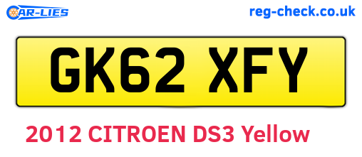 GK62XFY are the vehicle registration plates.