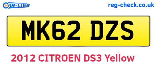 MK62DZS are the vehicle registration plates.