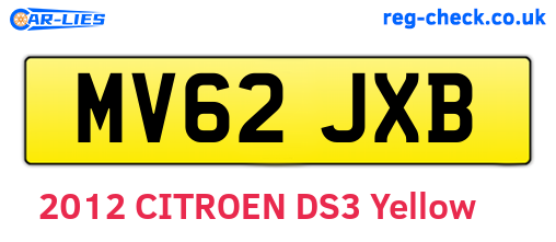 MV62JXB are the vehicle registration plates.