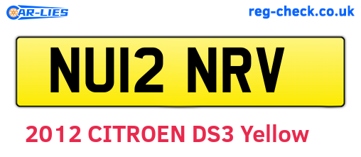 NU12NRV are the vehicle registration plates.