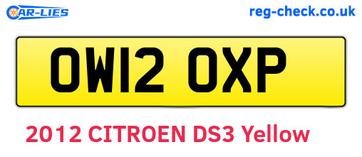 OW12OXP are the vehicle registration plates.
