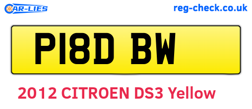 P18DBW are the vehicle registration plates.