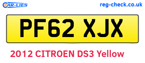 PF62XJX are the vehicle registration plates.