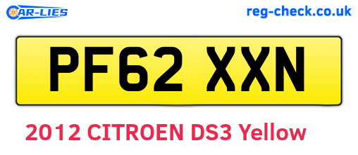 PF62XXN are the vehicle registration plates.