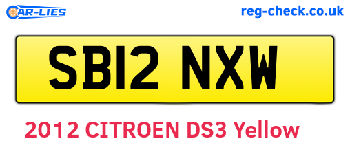 SB12NXW are the vehicle registration plates.