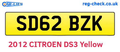 SD62BZK are the vehicle registration plates.