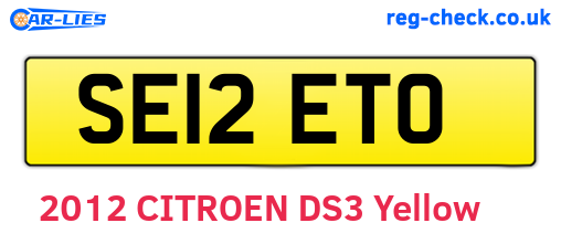 SE12ETO are the vehicle registration plates.