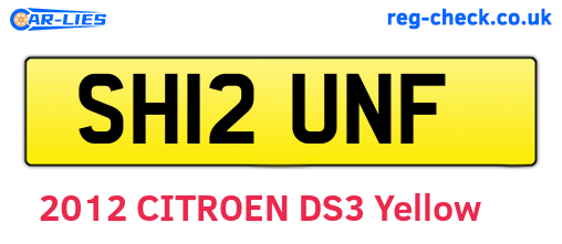 SH12UNF are the vehicle registration plates.